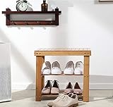Dporticus 2-Tier Bamboo Shoe Bench Rack Shoe Storage Organizer Seat Entryway Hallway Furniture 19.7' x 10.6' x 17.5' (L x W x H) for Small Apartments