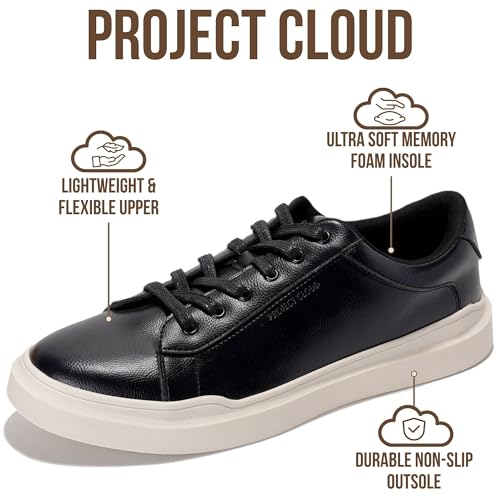 Image of Project Cloud Mens Sneakers - Eco-Crafted Leather Memory Foam Insole Dress Shoes for Men Non Slip Laced-Up Water-Resistant Mens Casual Shoes - Dress Sneakers 2026