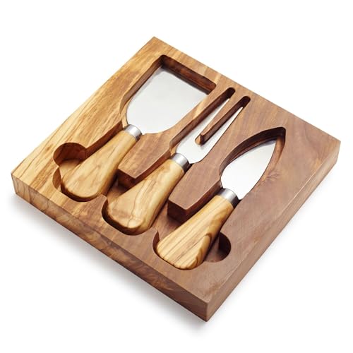 Sur La Table Olivewood Cheese Knife Set, Tan