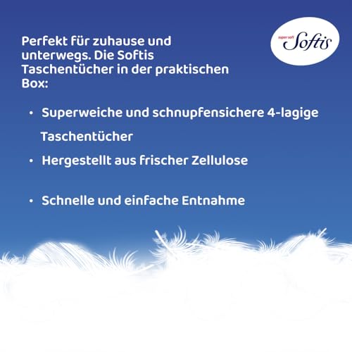 Softis Box 4-lagige Taschentücher – 10 Boxen Dermatologisch Getestete Hautverträglichkeit, Extrasanfte Taschentücher im Praktischen Spender, FSC-zertifiziert