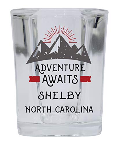 Shelby North Carolina Souvenir 2 Ounce Square Base Liquor Shot Glass Adventure Awaits Design