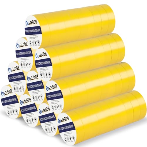 Oleitodh Yellow Electrical Tape Bulk 100 Rolls 3/4 Inch x 66FT Vinyl Tape
