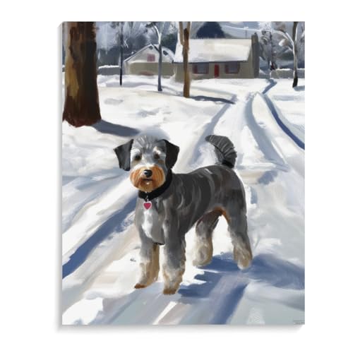 Paint by Numbers Schnoodle Dog DIY Acrylic Painting Kit with Brushes Pigment Oil Painting Artwork Adults Beginners Wall Decor 20x24inch(50x60cm) Frameless