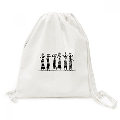 Sac cordon Toile Drawstring Backpack Afrique Primitive Totems