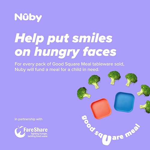 Nuby Good Square Meal Toddler Weaning Plates - Durable, Multicolour - Image 2