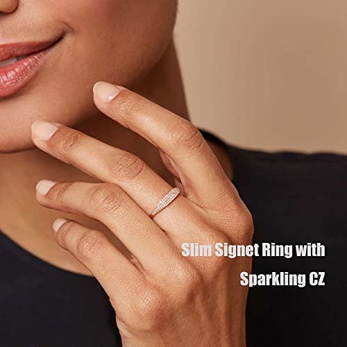 Plomfov 14K Gold Plate Stacking Rings Set For Women V Opal Flower Cz Rings Simple Thumb Thin Stackable Rings Gold Statement Rings Plain Band Gold 7 #TOP3