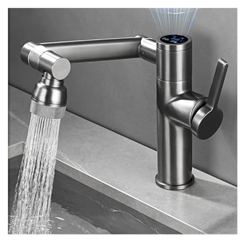 Mitigeur cascade gris anthracite avec écran numérique intelligent