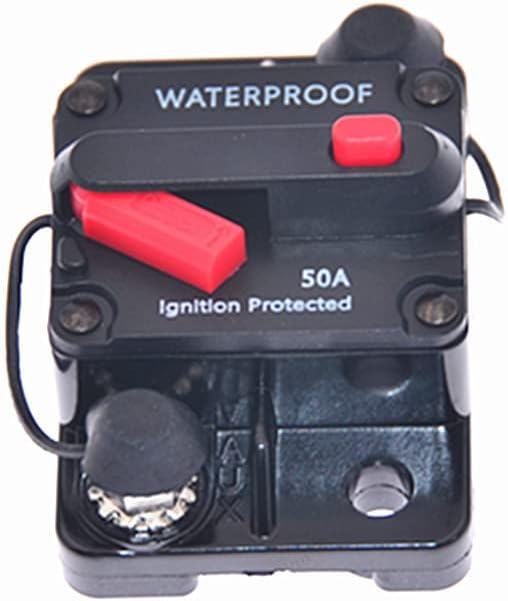 50 Amp Circuit Breaker Trolling with Manual Reset Car Marine Trolling Motors Boat ATV Manual Power Protect for Audio System Fuse 12V-48VDC Waterproof (50Amp)