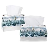 Photo Gallery confezione da 2 porta fazzoletti, albero di natale coperto di neve con decorazione a stella dorata, rettangolare, dispenser per fazzoletti per il viso, per camera da letto, bagno, ufficio, casa Photo Gallery confezione da 2 porta fazzoletti, albero di natale coperto di neve con decorazione a stella dorata, rettangolare, dispenser per fazzoletti per il viso, per camera da letto, bagno, ufficio, casa