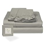 Cuántos hilos son las sábanas buenas: Descubre el secreto de la calidad Pizuna Juego de sábanas algodón de 400 Hilos Gris Cama 105cm, 100% algodón Tejido de satén Suave y Transpirable con 1 sábana Plana + 1 sábana Ajustable + 1 Cilíndrica Funda de Almohada