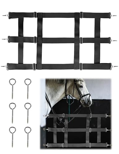 Harrison Howard Poly Double Layer Nylon Easy Installment and Adjustment 3 Slat Stall Guard for Horses Black