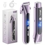 Bikini Trimmer for Women, 2-in-1 Electric Razor with Dual Heads, Ceramic Blade, Waterproof & Rechargeable, Painless Pubic Hair Shaver for Bikini, Underarm, Legs, Face | Gift for Her - Lightpurple