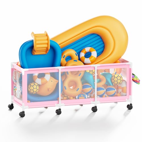 Jotesnew 365 Gallon 103' Pool Storage Bin XXXL Extra Large Swimming Pool Float Storage Bin, Pool Noodles Holder, Toys, Floats and Balls Mesh Rolling Storage Organizer Bin, 103' Lx32 Wx35 H