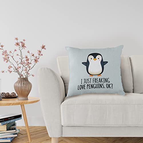 Funny Penguin Love Decorative Throw Pillow Case, 18 X 18 Inch Penguin Decor Home Decor Cushion Cover, Penguin Love Gifts, Gift Son, Daughter, Sister #TOP1