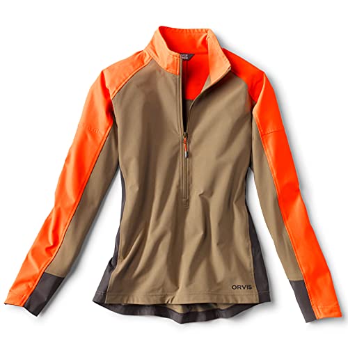 Orvis Women's PRO LT Softshell Pullover, Tan/Blaze - XLarge