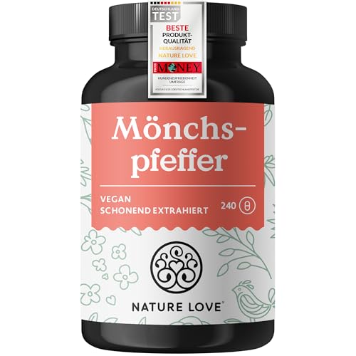NATURE LOVE® Mönchspfeffer Kapseln - 240 Stück - 4:1 Extrakt aus Original Vitex Agnus Castus - Hochdosiert mit 10mg je Kapsel, Ohne unnötige Zusätze, vegan, laborgeprüft, in Deutschland produziert