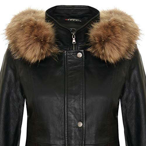 Women's Warm Leather Jacket Detachable Hooded Parker Trench Coat4