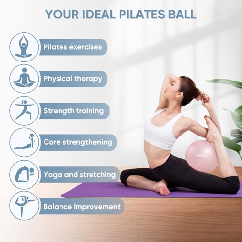 image for APEXUP 9 Inch Pilates Ball Small Exercise Ball for Yoga, Fitness, Bala