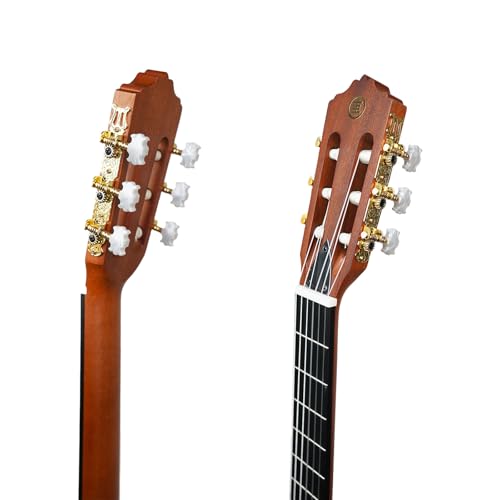 Image of Kadence KCLTB300 39 inch Classical Electro Acoustic Guitar | Slim Body Cutaway Travel Guitar | Spruce Wood | Built-in Pickup + 2 Band EQ | Comes with Bag | Includes Learning Course | Light Brown