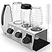 Produktbild GMEKA Flaschenhalter Schutzhülle Set für Sodastream Glasflaschen,Abtropfhalter aus Space Aluminium Abtropfstände mit Flaschenbürste Flaschenhülle und Abtropfmatte für Crystal und Emil FlaschenSilber