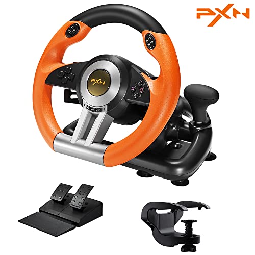 PXN V3 Gaming Lenkrad mit Pedalen, Rennlenkrad, 180° Lenkräder mit Vibrations Feedback, Rennschaltwippen, PC Lenkrad, Lenkrad für PS4, PC, PS3, Xbox One, Xbox Series X/S, Switch -Gebraucht PXN V3 Gaming Lenkrad mit Pedalen, Rennlenkrad, 180° Lenkräder mit Vibrations Feedback, Rennschaltwippen, PC Lenkrad, Lenkrad für PS4, PC, PS3, Xbox One, Xbox Series X/S, Switch -Gebraucht