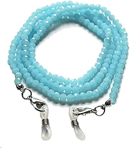 Turquoise Colour Crystal Beaded Eyeglass Sunglass Spectacle Cord Neck Strap String Chain Link Holder 74 cms For women Men Girl sky blue Colour-image-48
