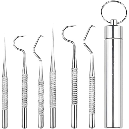 YSHODGU 7 piezas de palillos de viaje de acero inoxidable, juego de palillos de dientes, reutilizables, para exteriores, picnics y camping