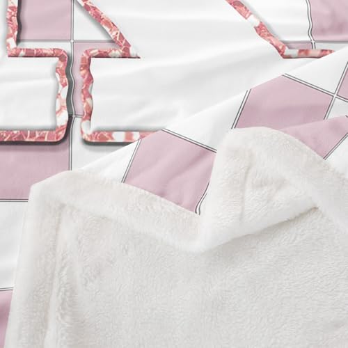 Image of Erosebridal Pink Initial K Sherpa Blanket Kawaii Plaid Checkered Fuzzy Plush Throw Cute Personalized Monogram Fleece Blanket for Kids Girls,Fashion Grids Gingham Decor for Bed Couch 40 inchx50 inch