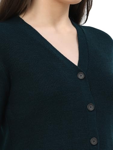 Image of Kalt Women Full Sleeves V-Neck Design Acrylic Cardigan Sweater