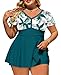LA PRAJO Plus Size Bathing Suit for Women Tankini Swimsuit Two Piece Tummy Control Swim Suit Ruffle Swim Dress High Waisted Swimwear Over 50 2026 Green Floral 18 Plus