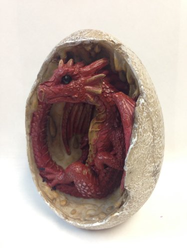 Estatua de dragón rojo de 4.75 pulgadas en huevo miniatura 2