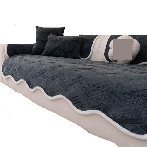 快適なコットンベルベットの特別な形のソファクッション。秋冬用。厚手の滑り止めカバー。布パッド付き。(Gray,90*180cm)