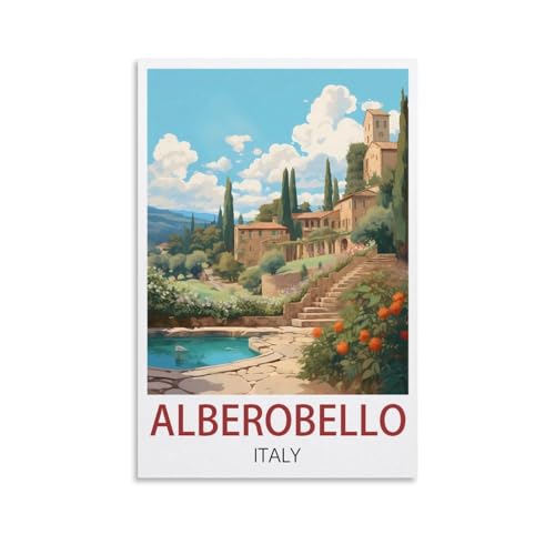 Poster vintage d'Alberobello sur toile Italie déco 50x75