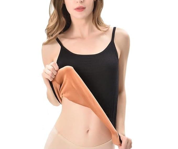 Thermal Wear for Women Stylish Velvet Camisole Woolen Tops Fleece Warmers, Slim-Fit Body Shaper Winter Inner Vest Shirt (Free Size)(Bust Size:66 to 95 CM)