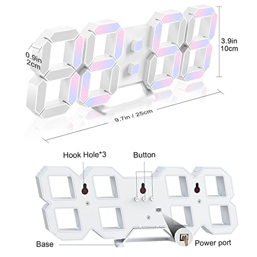 Epsky Led Digital Alarm Clock 3D Wall Clock Dimmable Without Noise Snooze Usb 12/24 Hours Date Remote Adjustable Night Light Bedroom Living Room Kitchen Office Colorful, Multicolor (Ck-Led1303) #TOP6