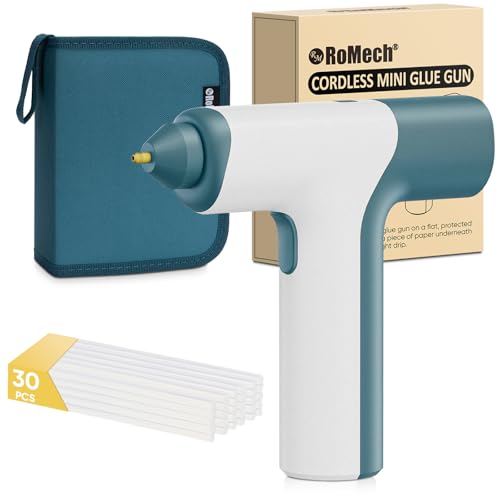Image of ROMECH Cordless Hot Glue Gun, Auto Dispensing Craft Glue Gun with 30 Pcs Glue Sticks, 3Ah Type-C Rechargeable Glue Gun Kit with Storage Case (Blue)