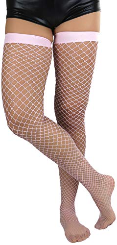 Image of ToBeInStyle Women's Vibrant Large Net Fishnet Thigh High Elastic Nylon Novelty Stockings