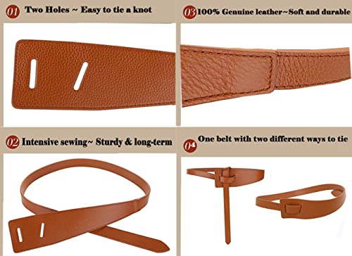 ALAIX Women's Leather Belt Dress Belt for Jeans Jumpsuit Coat Fashion Tie a Knot Genuine Leather Waist Belt4