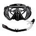 Tnfeeon Snorkel Goggle Tube Set Adult Adjustable Diving Set Portable Sealing Tube HD Glass Ergonomic Design for Snorkeling (Black)
