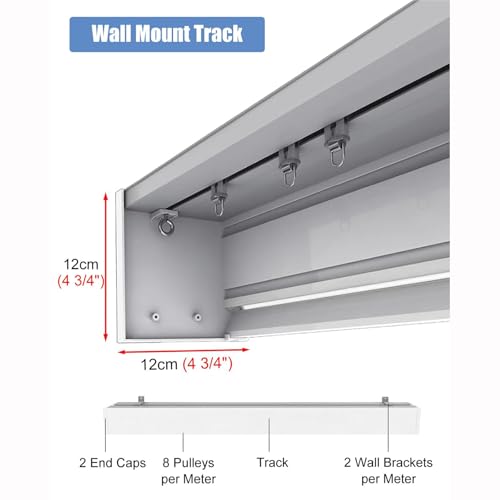 Cortina de metal 3 en 1 con doble riel y cenefa para pared o techo 8