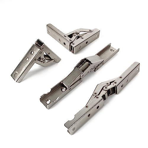 KAFENDA 4pcs 90 Degree Cabinet Door Hinges, Folding Hinges for Desktop 180 Degree Piano Hinges, Silver - Image 2