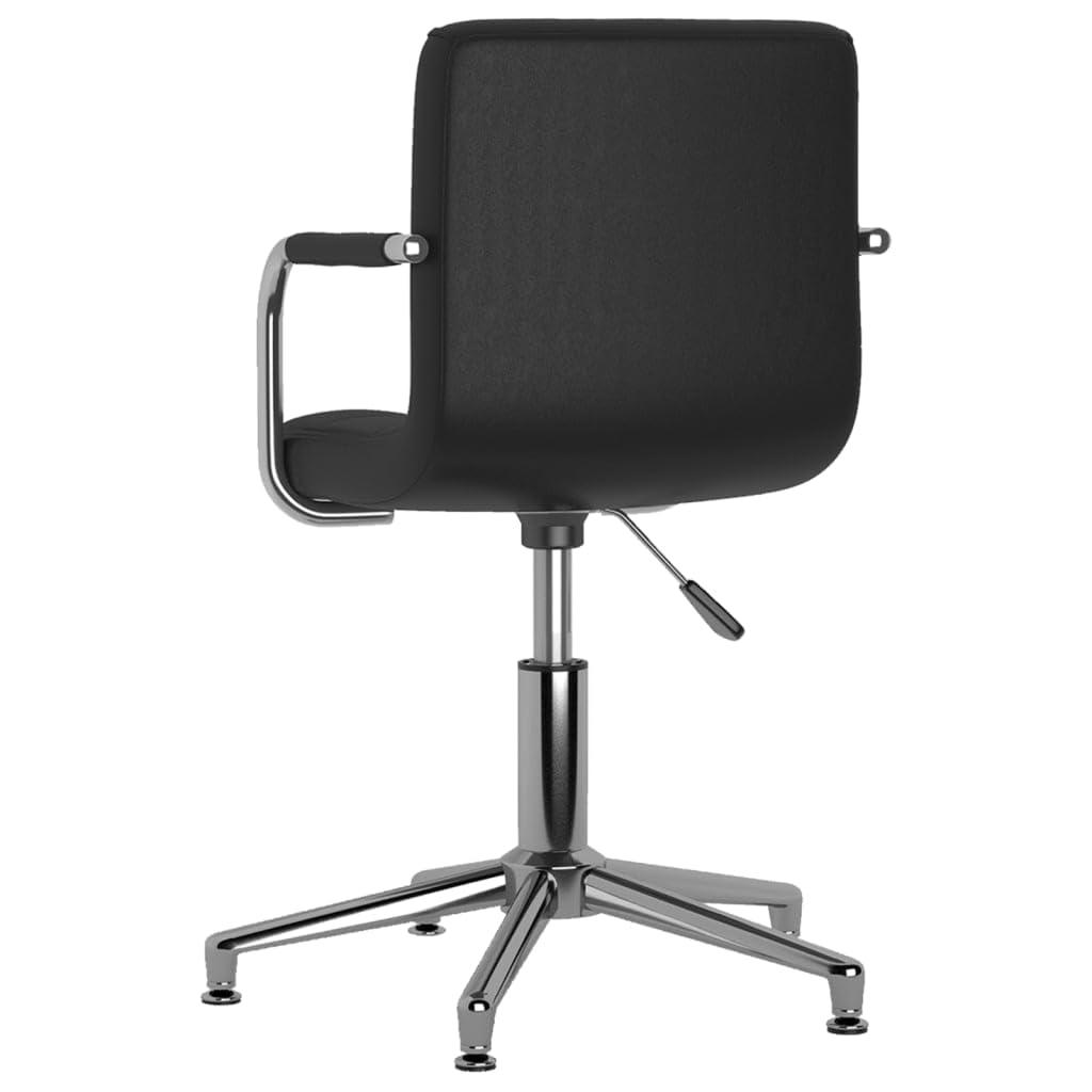 Silla de oficina giratoria negra de piel sintética, altura regulable con muelle de gas, rotación de 360°, silla de escritorio ergonómica para oficina y juegos, estructura de acero cromado