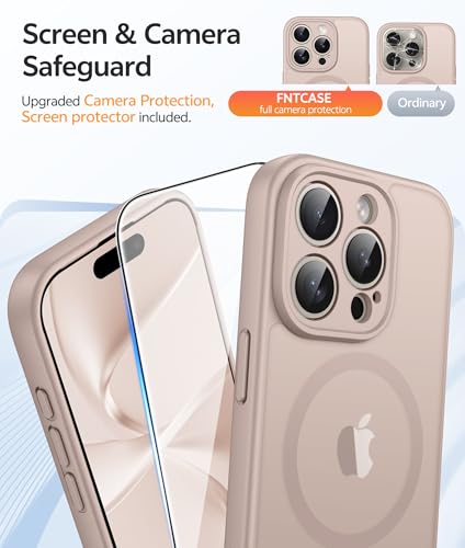 Image of FNTCASE for iPhone 15 Pro Max Case: [Compatible with Magsafe] Translucent Matte Cases with [Full Camera Protection] [Screen Protector] Military Grade Shockproof Protective Phone Cover - Desert Gold