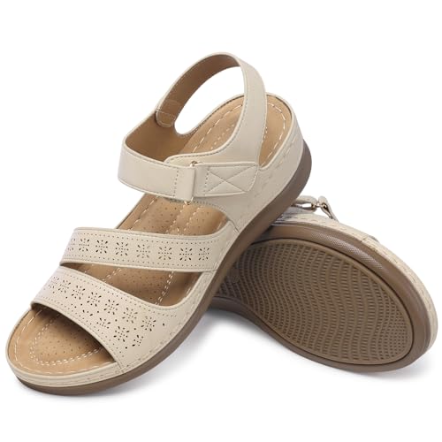 Image of SHIBEVER Women's Wedge Sandals Comfortable: Summer Dressy Walking Platform