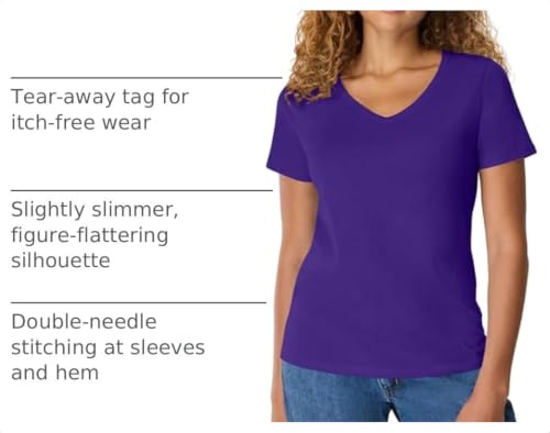Hanes Women's Perfect-T V-Neck T-Shirt, Ring-Spun Cotton Short Sleeve Tee for Women - image 4