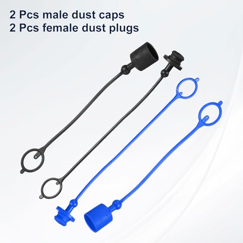 Image of HARFINGTON 2Sets 1 /2 Hydraulic Hose Dust Cap and Plug Kit, ISO-A Male Dust Cap & Female Plug Cover Quick Disconnects Air Coupler Cover Port Plug Fittings with Retention Ring, Blue /Black