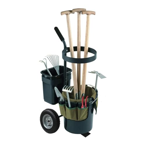 Hymula Garden Cart with Wheels & Oxford Fabric Bag – Heavy-Duty Yard Trolley for Lawn Care, Gardening Tools & Flower Transport – Portable Outdoor Tool Organizer with Large Storage Capacity