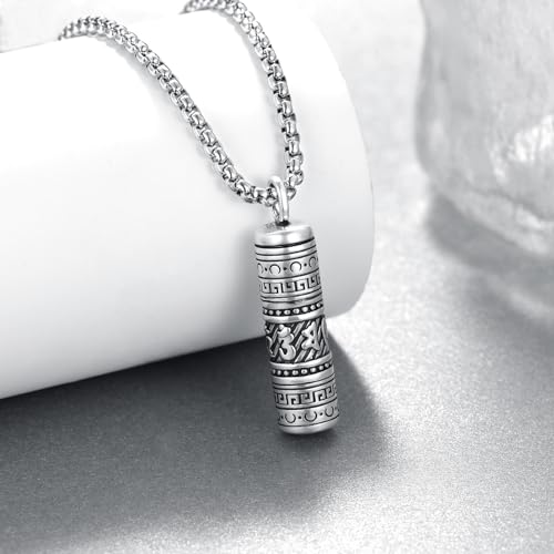 Tibetan Buddhism Meditation Urn Necklace for Ashes 925 Sterling Silver Buddha Ashes Necklace Buddhist Pendant Cremation Memory Jewelry for Men Women2