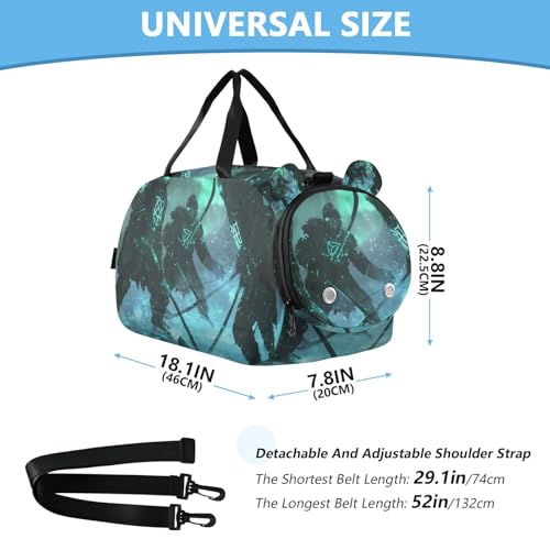 Gym Travel Duffle Bag for Boys Girls Four People Playing Ice Hockey Sports Dance Bag with Shoe Compartment & Wet Pocket Football Kids Travel Bag Teens Sleepover Carry3