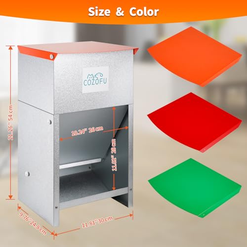 COZOFU Dog Feeder - Galvanized Metal Pet Food Station for Indoor & Outdoor Use - Automatic Gravity-Fed Dispenser Suitable for Small, Medium, and Large Dog Breeds - Capacity: 25 Pounds of Dry Kibble